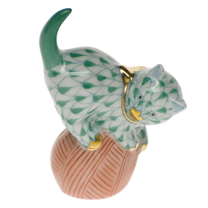 Herend Mischievous Cat Figurines Herend Green 