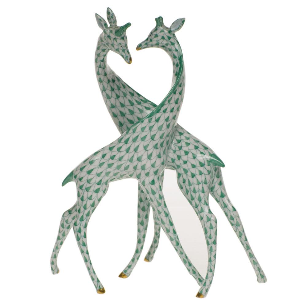 Herend Pair Of Giraffes Figurines Herend Green 