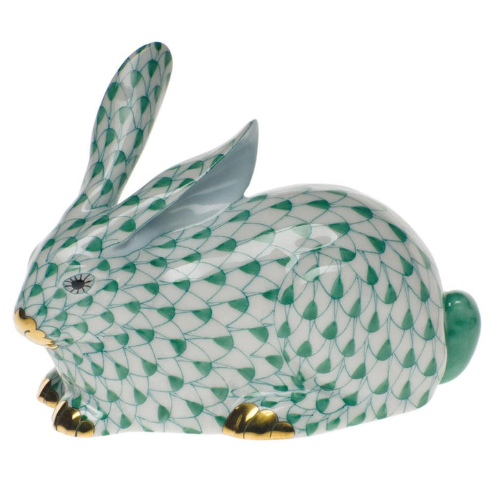 Herend Lying Rabbit Figurines Herend Green 