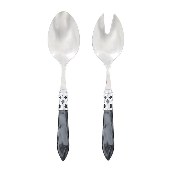 Vietri Aladdin Brilliant Salad Server Set Dinnerware Vietri Charcoal 