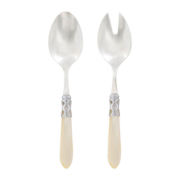 Vietri Aladdin Brilliant Salad Server Set Dinnerware Vietri Ivory 