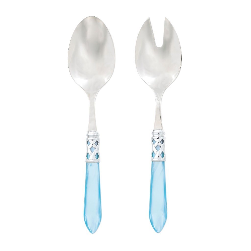 Vietri Aladdin Brilliant Salad Server Set Dinnerware Vietri Light Blue 