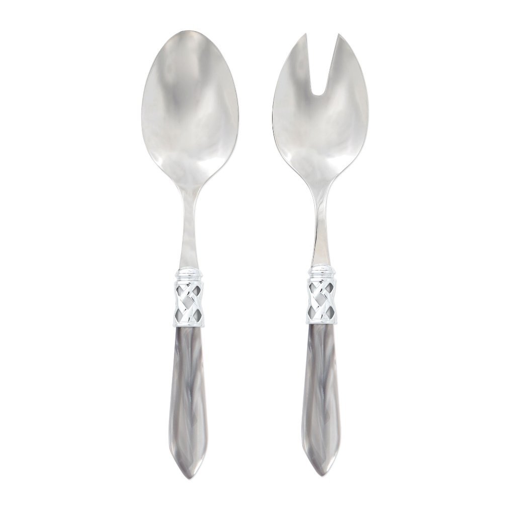 Vietri Aladdin Brilliant Salad Server Set Dinnerware Vietri Light Gray 