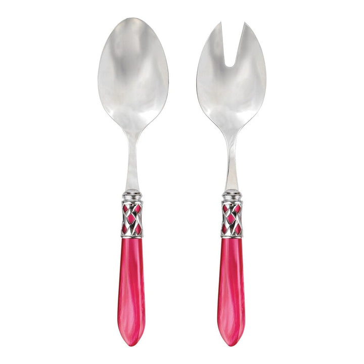 Vietri Aladdin Brilliant Salad Server Set Flatware Vietri Raspberry 