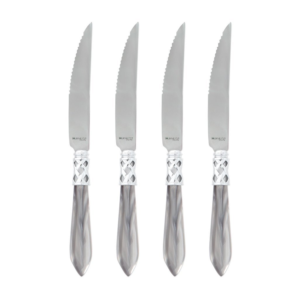 Vietri Aladdin Brilliant Steak Knives - Set of 4 Dinnerware Vietri Light Gray