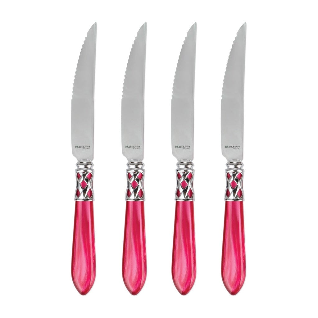 Vietri Aladdin Brilliant Steak Knives - Set of 4 Flatware Vietri Raspberry 