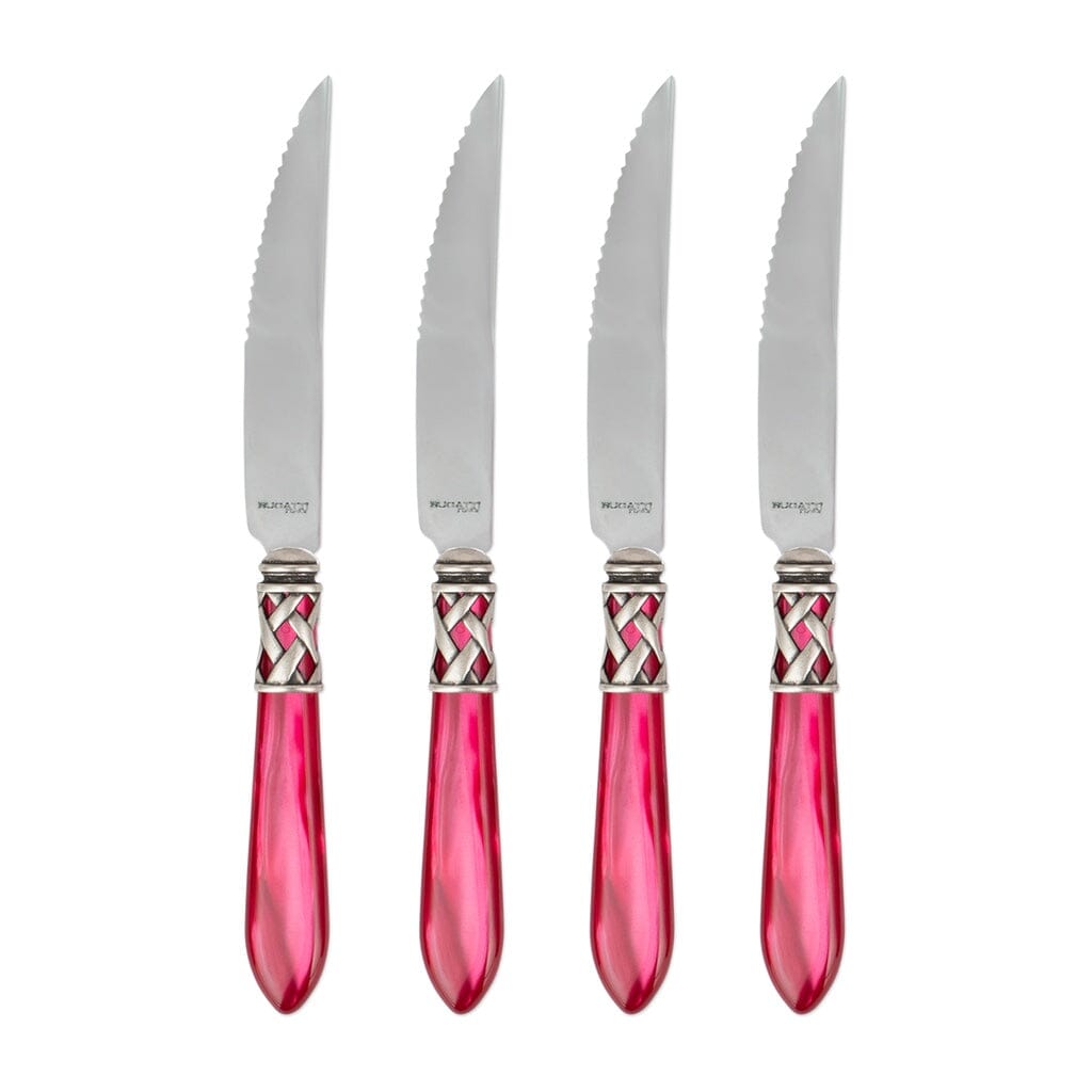 Vietri Aladdin Antique Steak Knives - Set of 4 Flatware Vietri Raspberry 