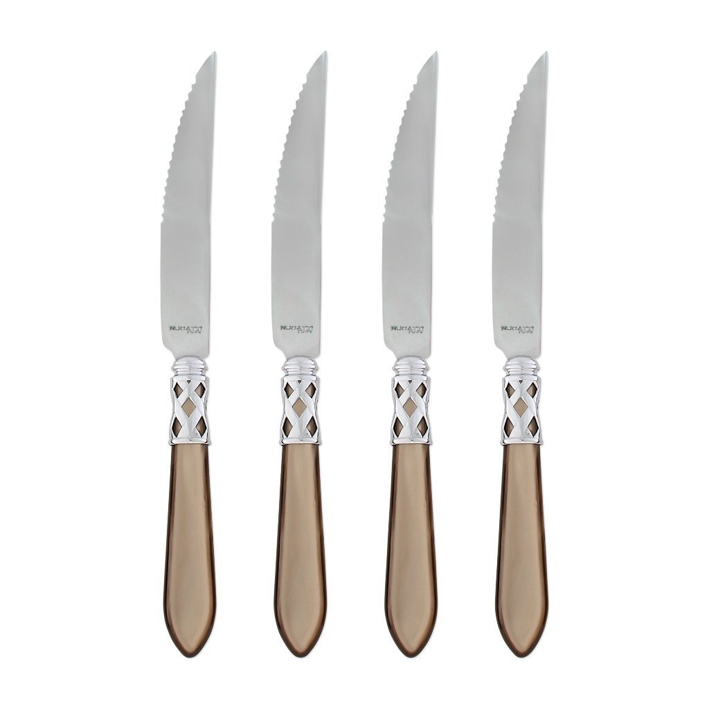 Vietri Aladdin Brilliant Steak Knives - Set of 4 Dinnerware Vietri Taupe