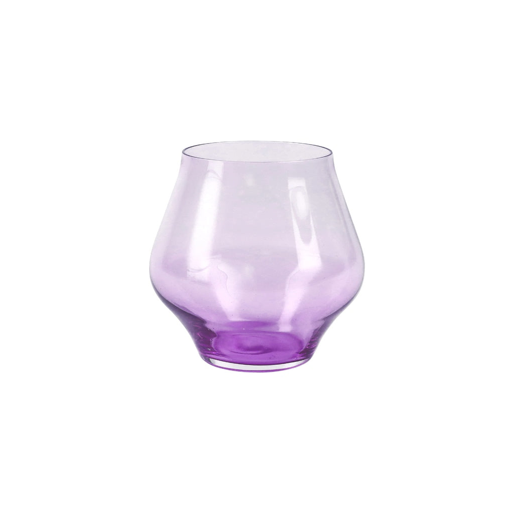 Vietri Contessa Stemless Wine Glass Dinnerware Vietri Lilac 