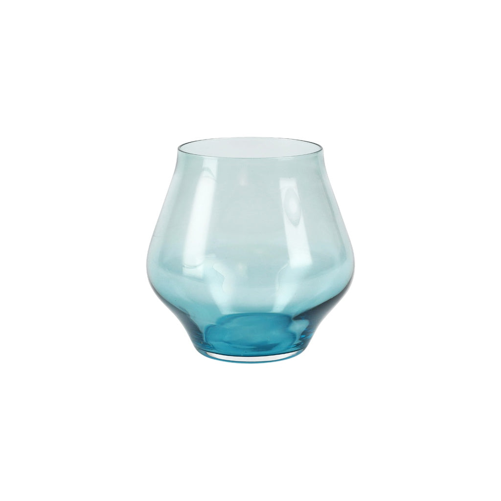 Vietri Contessa Stemless Wine Glass Dinnerware Vietri Teal 