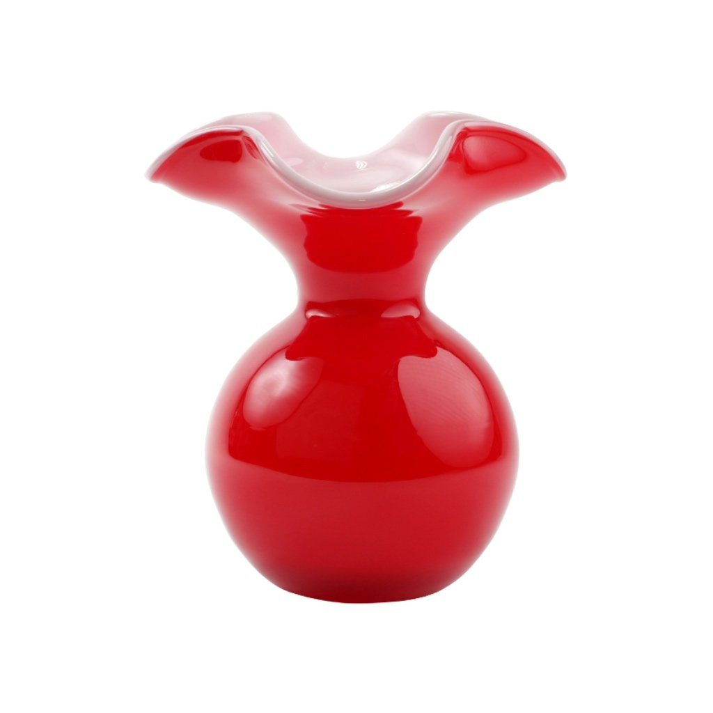 Vietri Hibiscus Glass Red Small Fluted Vase Dinnerware Vietri 