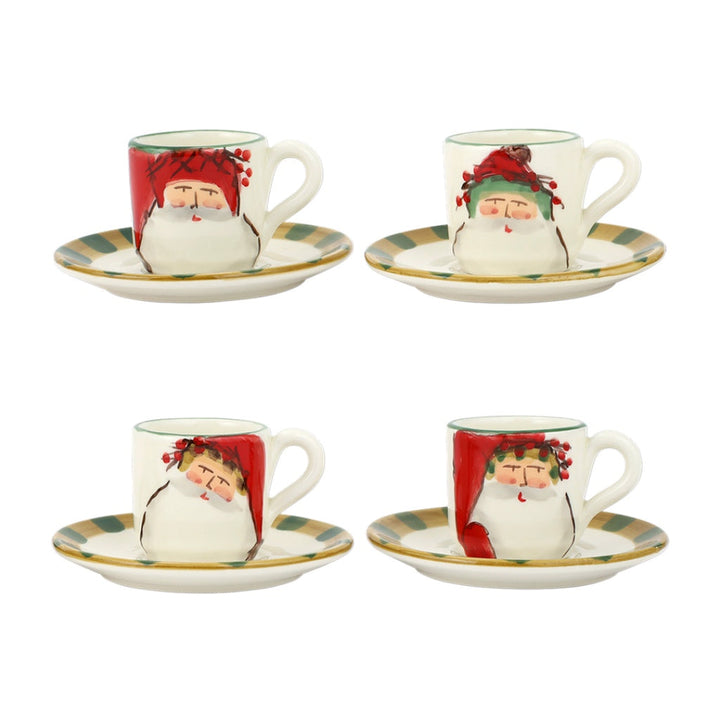 Vietri Old St. Nick Assorted Espresso Cups & Saucers - Set of 4 Dinnerware Vietri 