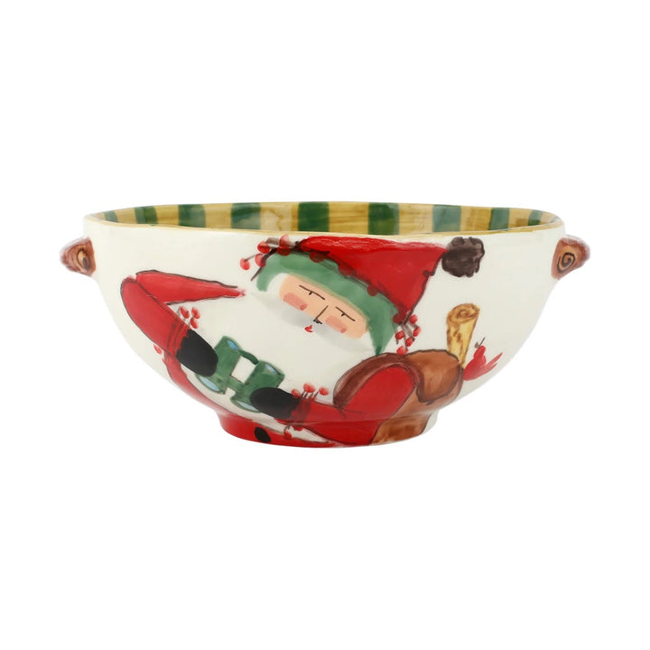 Vietri Old St. Nick Handled Bowl w/ Bird Watcher Dinnerware Vietri 