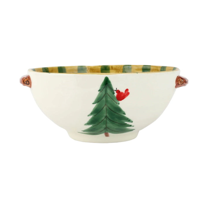 Vietri Old St. Nick Handled Bowl w/ Bird Watcher Dinnerware Vietri 