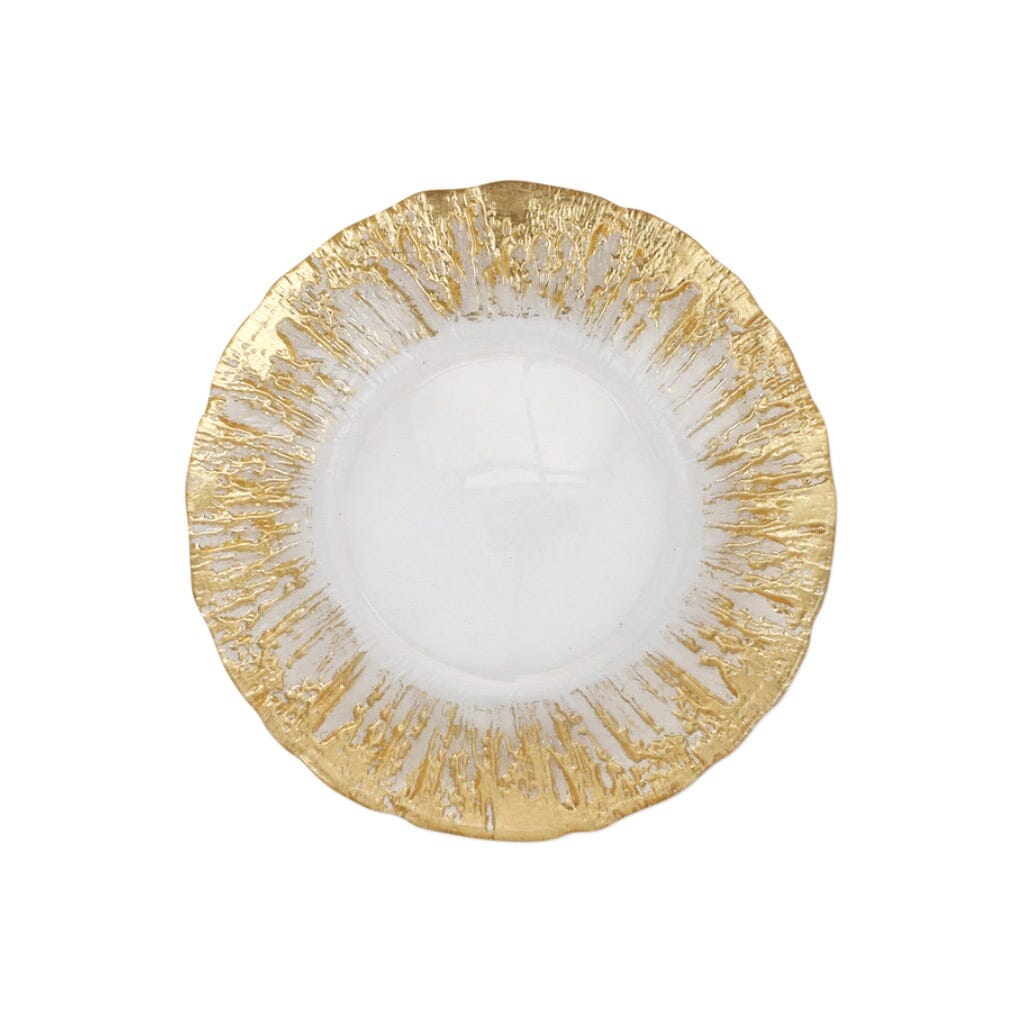 Vietri Rufolo Glass Gold Brushstroke Salad Plate Dinnerware Vietri 