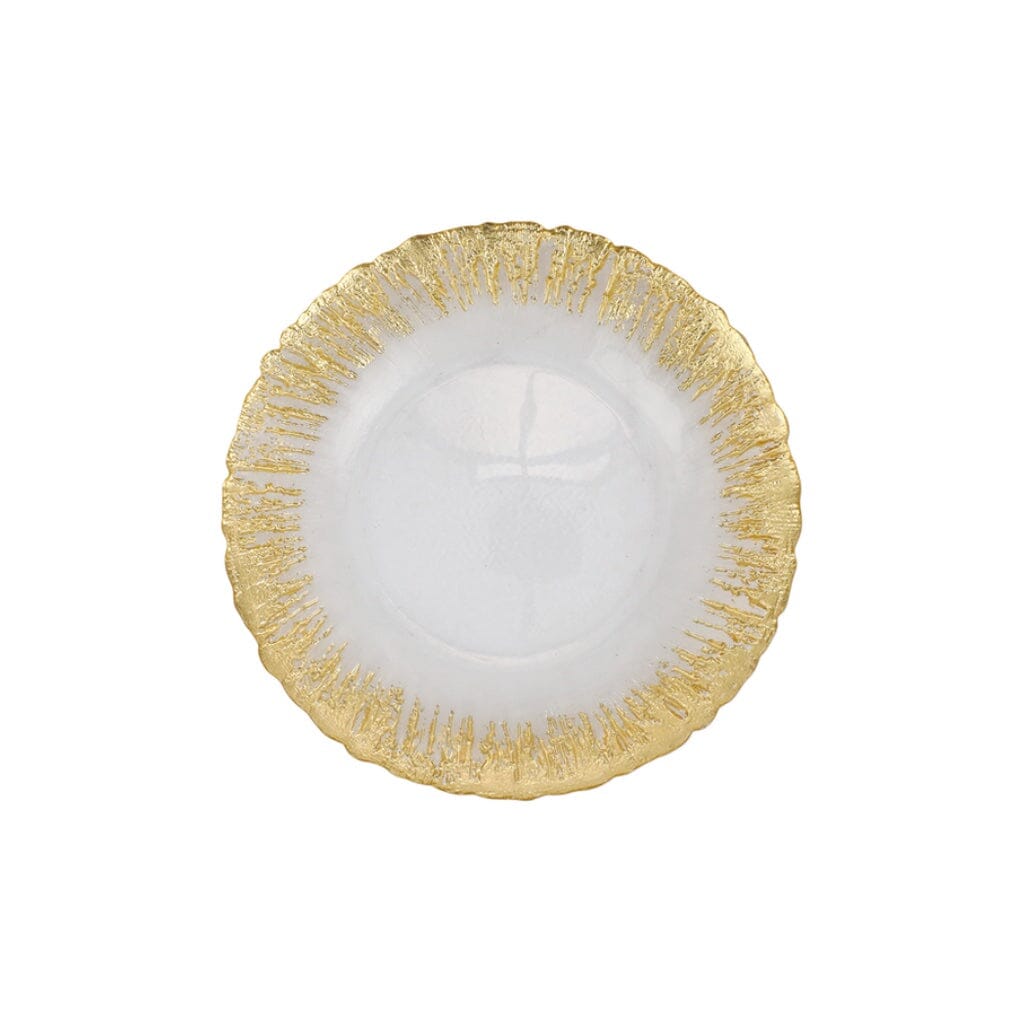 Vietri Rufolo Glass Gold Brushstroke Canape Plate Dinnerware Vietri 